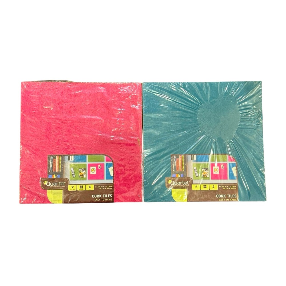 Quartet - Two Sets of 4 Pack Cork Tiles Self-Stick Pads | New